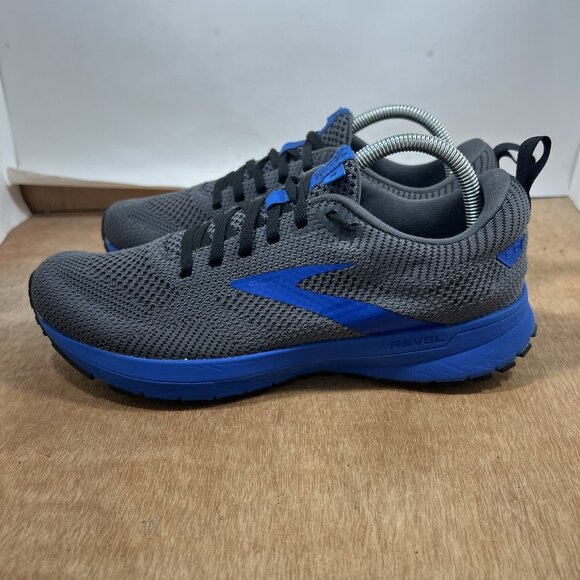 Brooks Revel 5 Men Size 8 Grey Blue Lace Up Athletic Running Shoes - Picture 3 of 9
